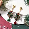 Christmas Tree Glass Seed Beads & Natural Tiger Eye Pendant Decorations HJEW-MZ00075-2