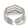 Non-Tarnish 304 Stainless Steel Triple Lines Open Cuff Ring RJEW-C067-07P-3