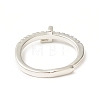 Clear Cubic Zirconia Initial Letter Adjustable Ring RJEW-C052-01P-L-3