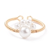 Shell Pearl Paw Print Braided Open Cuff Ring RJEW-TA00034-5