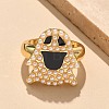 Ghost Brass Enamel Cuff Rings for Women RJEW-B117-02G-2