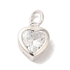 925 Sterling Silver Cubic Zirconia Heart Charms with Jump Rings FIND-U013-10S-05-1