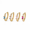 Brass Micro Pave Cubic Zirconia Huggie Hoop Earrings EJEW-Q023-006-NR-2
