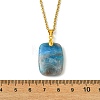 Natural Apatite Rectangle Pendant 304 Stainless Steel Cable Chain Necklaces NJEW-JN06210-02-5