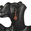 Natural Red Jasper & Carnelian and Shell Pearl Braided Dangle Earrings EJEW-MZ00789-02-2