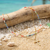 Bohemian 304 Stainless Steel Cross Pendant Rainbow Color Round Glass Seed Beaded Double Layer Necklaces for Women MU6538-2-2
