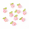 10Pcs Acrylic & Glass Flower Pendants PALLOY-YW00116-07-1