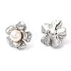 Plastic Pearl Beaded Flower Stud Earrings EJEW-K244-21P-2