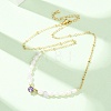 Natural Lavender Amethyst Chip and Rice Natural Pearl Beaded Necklaces GG-CBA3297-15G-F-2