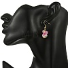 Handmade Flower Printed Porcelain Ceramic Dangle Earrings EJEW-JE07288-01-5