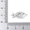 Brass Micro Pave Clear Cubic Zirconia Fish Links Connector Charms KK-K399-06P-3