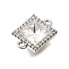 Brass Micro Pave Clear Cubic Zirconia and Glass Connector Charms KK-N289-15P-2