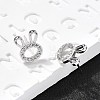 Rabbit Head Brass Micro Pave Cubic Zirconia Ear Studs EJEW-D304-39P-1