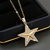 Brass Micro Pave Clear Cubic Zirconia Star Pendant Necklaces for Women FS-WG16544-01-1