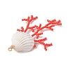 Glass Seed Beaded & Clam Shell Big Pendants PALLOY-MZ01152-01-5