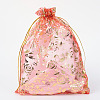 Rose Printed Organza Bags OP-R021-13x18-06-2