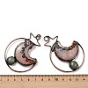 Natural Green Aventurine & Rose Quartz Brass Star Moon Big Pendants G-H316-01R-03-3