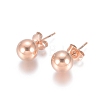 Ion Plating(IP) 304 Stainless Steel Stud Earrings EJEW-L215-57E-RG-1