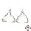 Rhodium Plated 925 Sterling Silver Micro Pave Clear Cubic Zirconia Ice Pick Pinch Bails X-STER-NH0001-52P-1