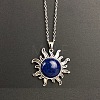 Natural Lapis Lazuli Sun Pendant Alloy Chain Vintage Necklaces WB3716-15-1