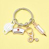 Mask & Nurse Cap & Injection Syringe & Stethoscope Enamel Pendant Keychain KEYC-YW0001-09A-1