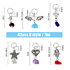 6 Sets 6 Styles Chakra Natural & Synthetic Mixed Stone Chips Alloy Pendants FIND-FH0006-29-2