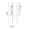 Anti-Tarnish Rhodium Plated 925 Sterling Silver Star with Chain Tassel Dangle Earrings JE1043A-2