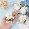 8Pcs Cloth Rose Flower Boutonniere Brooch with Rhinestone AJEW-CP0001-79A-3