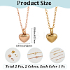 2Pcs 2 Colors 304 Stainless Steel Heart Urn Ashes Necklaces NJEW-CN0001-28B-2