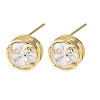 Brass Micro Pave Clear Cubic Zirconia Stud Earrings EJEW-C174-02H-G-4