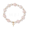 Natural & Synthetic Gemstone Heart & Shell Pearl Beads Stretch Bracelets BJEW-JB13413-4