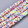 Rainbow Color Handmade Polymer Clay Beads Strands X-CLAY-R091-6mm-02-1