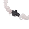 Natural Rose Quartz Chips Stretch Bracelets for Women Men BJEW-JB11341-12-3