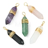 Natural Mixed Gemstone Copper Wire Wrapped Pointed Pendants PALLOY-JF02111-1