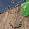 Bohemian Style Natural Green Aventurine and Black Stone Chip Tassel Raffia Cord Double Layer Anklets FS-WGA75A5-04-1