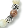 Natural Flower Amazonite Beads Stretch Bracelets BJEW-JB03849-02-3