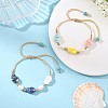 Glazed Porcelain Beads & Natural Cultured Freshwater Pearl Braided Bead Bracelets BJEW-JB14202-02-1