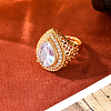 Vintage Bohemian Brass Micro Pave Cubic Zirconia Cuff Open Rings for Women VA3627-1-2