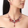 Alloy Rhinestone Peacock & Heart Earrings & Necklaces Sets WG95334-01-1