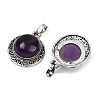 Natural Amethyst Half Round Pendants PALLOY-R159-01AS-08-2