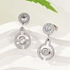 Flat Round 304 Stainless Steel Micro Pave Clear Cubic Zirconia Dangle Stud Earrings EJEW-Z089-28P-2