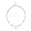 Brass Pave Clear Cubic Zirconia Fairy Pendant Round Shell Pearl & Flower Natural Freshwater Shell & Glass Seed Beaded Necklaces for Women NJEW-JN05643-4