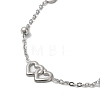 Titanium Steel Double Heart Link Chain Necklaces for Women NJEW-G145-03P-2