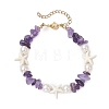 Starfish Synthetic Turquoise & Natural Amethyst Chip Beaded Bracelets for Women BJEW-JB11264-01-2