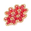 Woven Glass Beaded Connector Charms PALLOY-MZ01201-5
