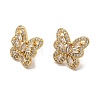 Clear Cubic Zirconia Butterfly Stud Earrings EJEW-C057-11G-2