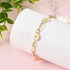 Brass Enamel Flower Link Chain Bracelets for Women BJEW-JB14167-02-2