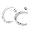 Moon Rack Plating Brass Micro Pave Clear Cubic Zirconia Stud Earrings for Women EJEW-A045-05P-2