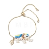 Elephant Glass Seed Beads Link Bracelets BJEW-MZ00067-02-1