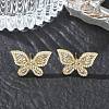 Brass & Clear Cubic Zirconia Stud Earrings KK-CBA36A2-11G-1